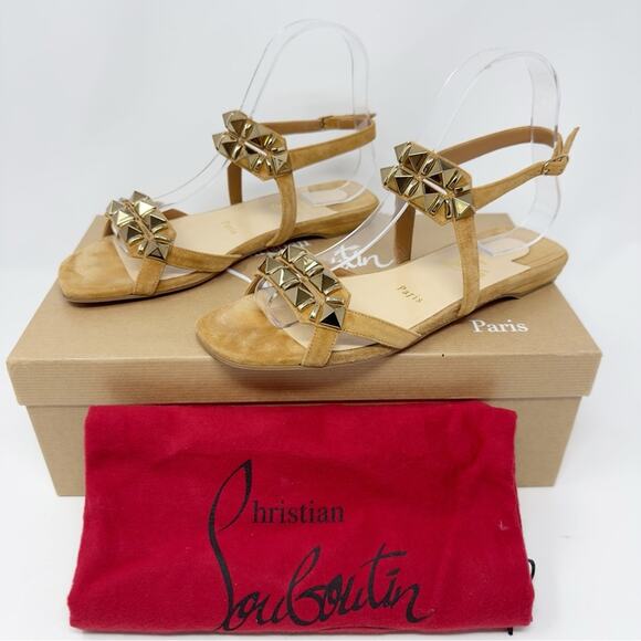 Christian Louboutin Galerietta Flat Studded Sandals Size 36.5 - Picture 2 of 13